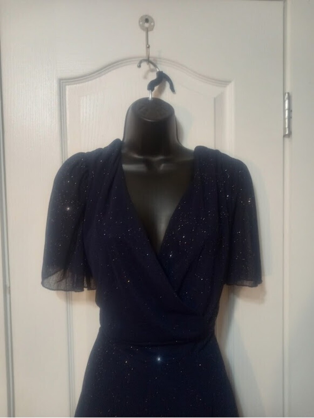 Metallic Navy Tiered Dress — Ember, Size 3X